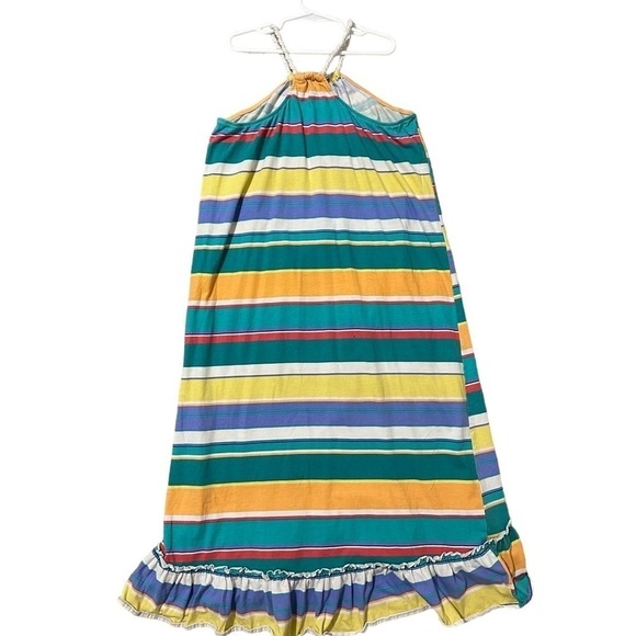 Chaps Multi Color Striped Maxi Dress Cotton Size 12 - Picture 3 of 6